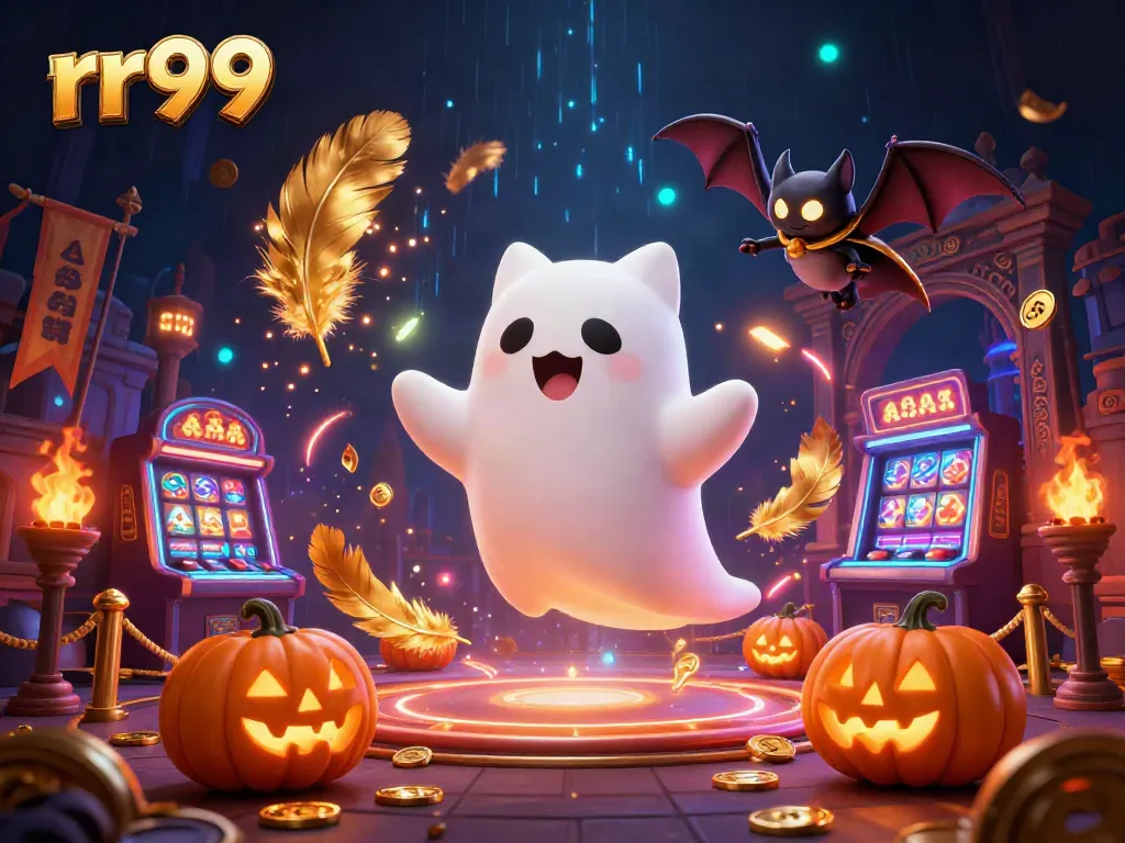 Watch the ghostly cat and its bat companion navigate the thrilling rr99 casino in search of hidden treasures.