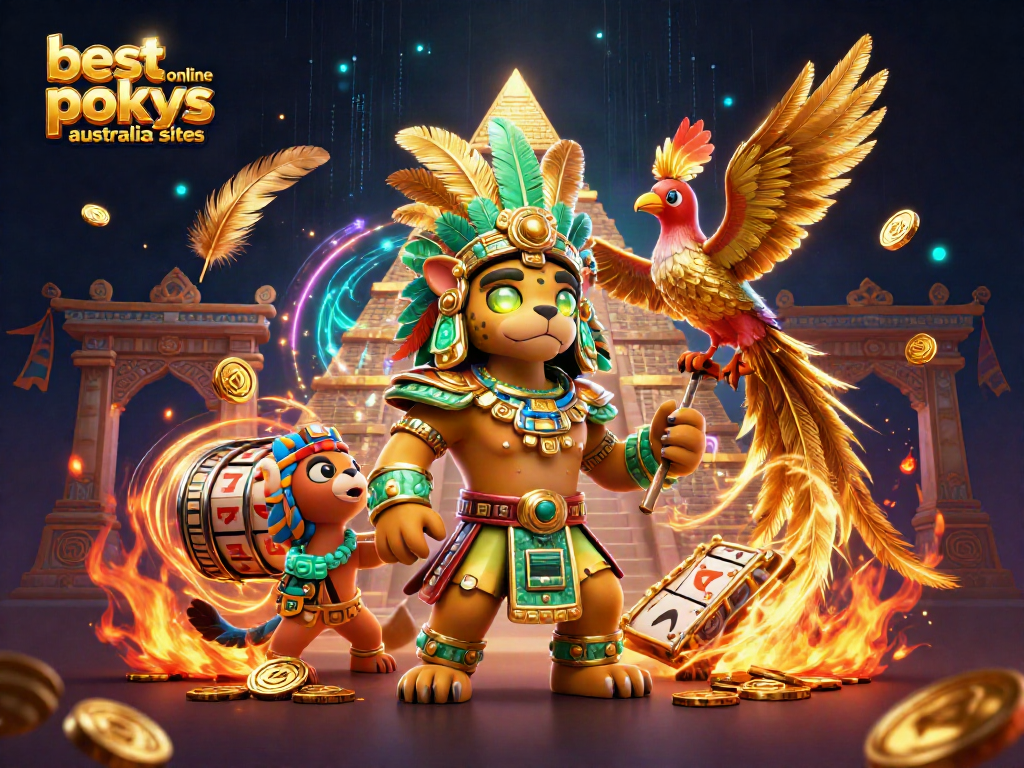 Engage with the best online pokies Australia sites featuring dynamic casino elements in a vibrant scene.
