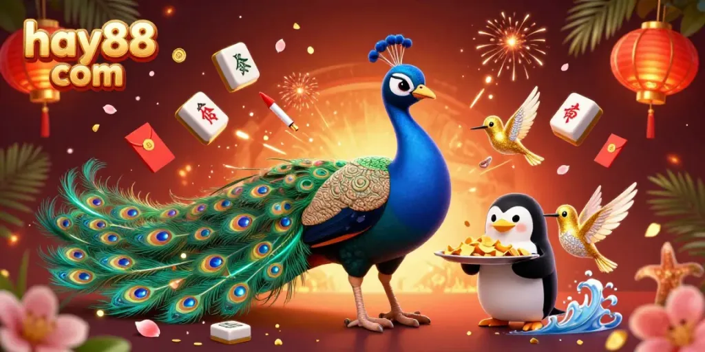 Experience the exhilaration of gaming with hay88 com, featuring vibrant casino elements and dynamic characters.